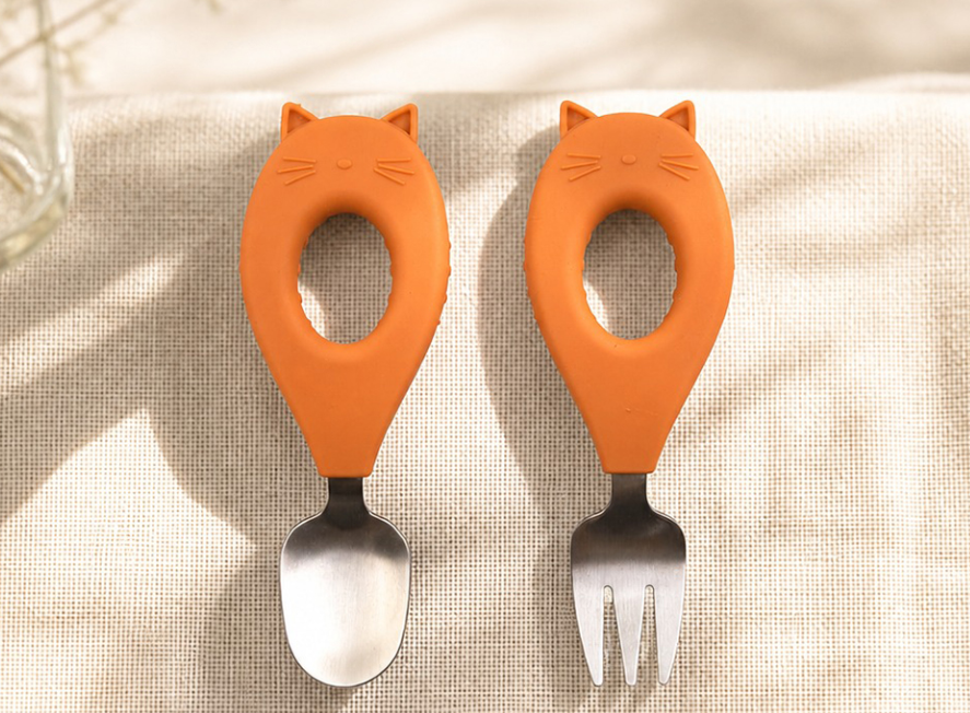 silicone handle baby cutlery